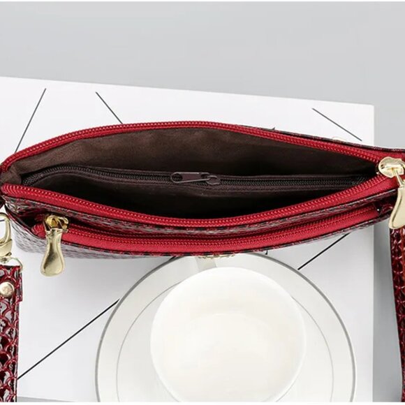 2/$30 Black Snake Skin Embossed Crossbody Bag Zipper Wristlet Clutch Phone Bag - Picture 5 of 8